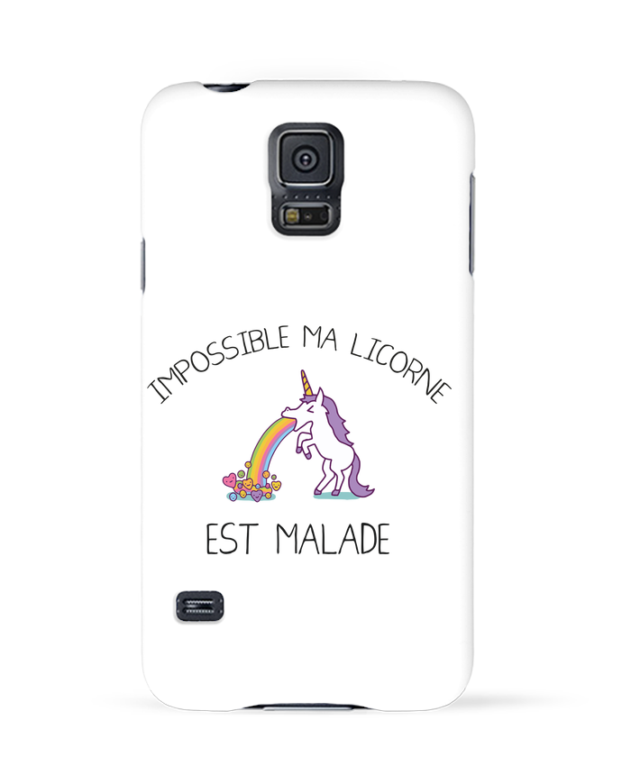 قماش شانيل Coque 3D Samsung Galaxy S5 Impossible ma licorne est malade ...