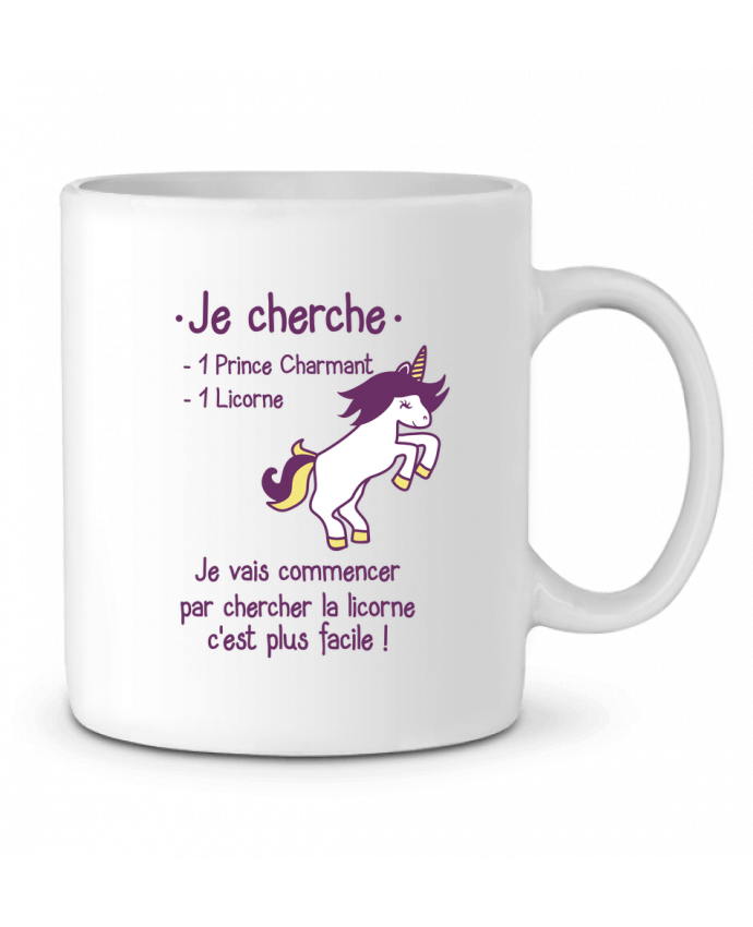 Mug En Ceramique Je Cherche Un Prince Charmant Et Une Licorne Benichan