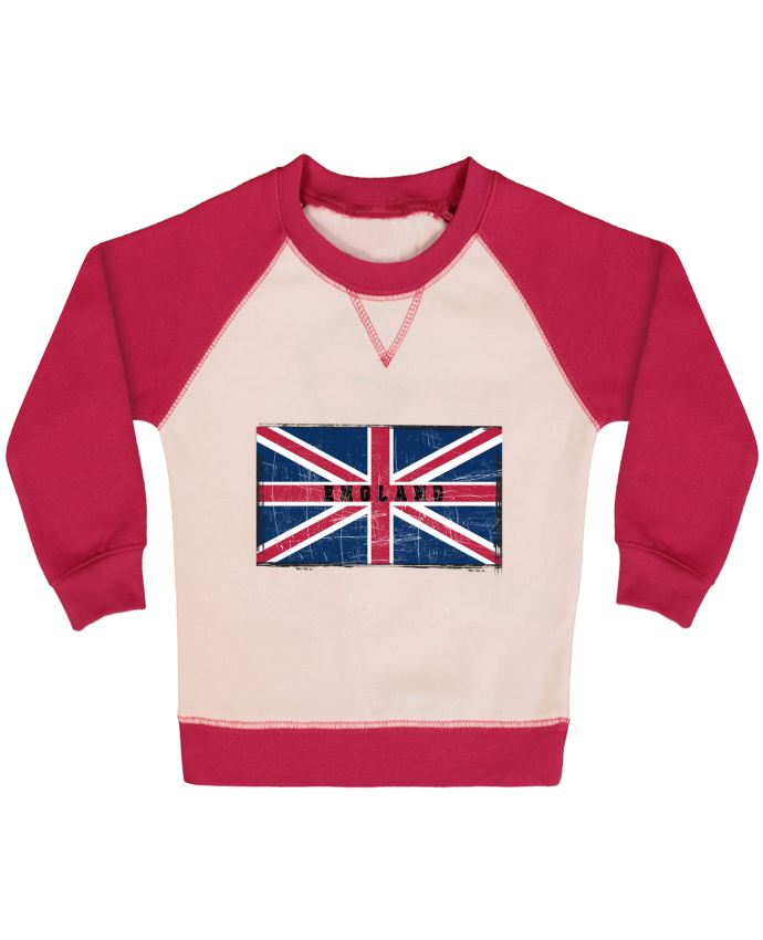 sweat shirt bebe col rond manches raglan contrastees drapeau anglais les caprices de filles sweat bebe manches contrastee drapeau anglais par les caprices de filles